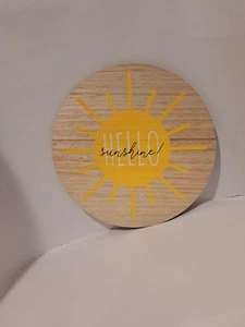 Sun Hello Sunshine Decor Fall Wood Wall Hanging round Sign for indoor wall - Picture 1 of 5