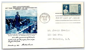 #978 Abraham Lincoln's Gettysburg Dirección 85 Aniversario Grimland Cachet (LG10 - Imagen 1 de 1