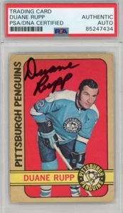 Duane Rupp Penguins Signed Auto 1972-73 O-Pee-Chee OPC Hockey Card PSA/DNA Slab - Picture 1 of 2