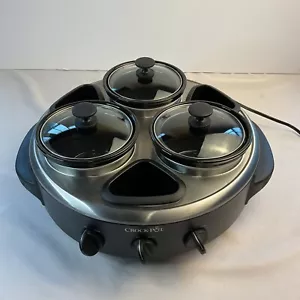 Crock-Pot Triple Dipper model SCRTD300-BS 1 Quart Crocks Lazy Susan Warmer Pots - Picture 1 of 12