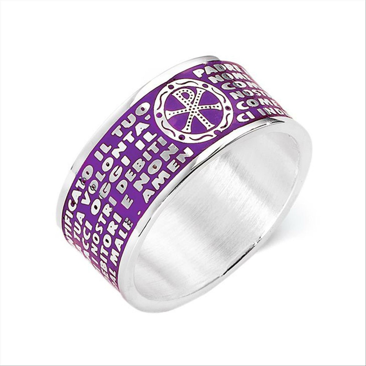 Croce E Preghiera Spagnola Anello Preghiera Uomo/Donna - Acciaio Inossidabile, 8mm, Con Croce E Preghiera Il Signore Degli Anelli - Foto 4