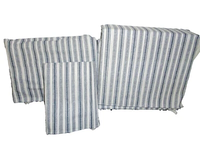 NAUTICA GRAY CHARCOAL & WHITE TICKING STRIPE COLERIDGE (3PC) TWIN SHEET SET   - Image 1 of 4