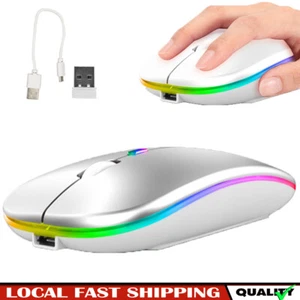 USB Rechargeable Slim Wireless Mouse Bluetooth 5.0+ 2.4G Cordless For Laptop - Picture 1 of 17
