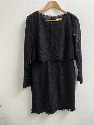 Vestido Somerset By Alice Temperley Negro Encaje Manga Larga Hasta la Rodilla Talla UK 12 Foto 1 de 4