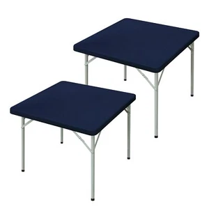 2 Pack Square Fitted Tablecloth 34x34 Inch Stretch Spandex Card Table Cover Navy - Picture 1 of 8