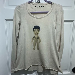 Marni Cream Long Sleeve Tee Winter Edition 2009 with Doll Design Size Small - Picture 1 of 9