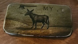 Antique 19th Century “AX MY DONKEY”SNUFF BOX Papier Machet Scotland ***RARE*** - Imagen 1 de 11