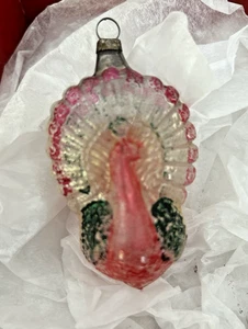 Vintage Weihnachten Pfau Ornament mundgeblasenes Glas Antik - Bild 1 von 3
