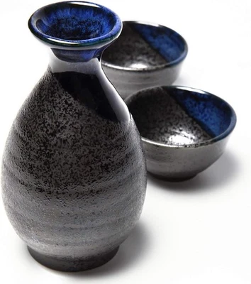 Giapponese Sake Bottiglia Tokkuri Ochoko Set Kurofuki Seiryu Piccolo 2 - Image 1 of 4