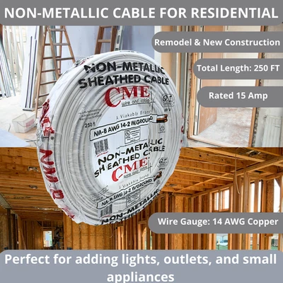 250 FT Non-Metallic NM-B Residential Electrical Wire CME  Copper Cable – New - Image 1 of 4