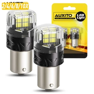 2-10x 1156 R5W BA15S LED Light Brake Bulb Reverse Turn Stop Tail White Globe 24V - Picture 1 of 16