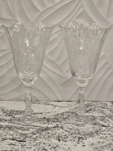Vintage Cambridge Glas Caprice Muster Wasser/Wein Stiel 1936-58 2er Set - Bild 1 von 7