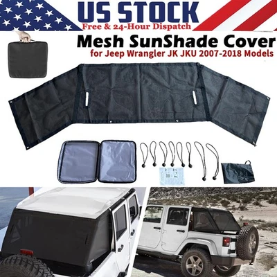 Cubierta superior de malla parasol para Jeep Wrangler JK JKU 2007-2017 4 puertas negra Foto 1 de 4