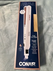 Conair Double Ceramic Flat Iron 1 Inch, 5 Temps, Rose Gold, New (Damaged Box) - Picture 1 of 6