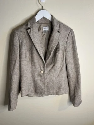 Blazer para mujer Together color tostado mezcla de lana moteada talla 6 Foto 1 de 4