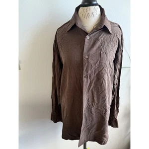 Camisa Tommy Bahama Para Hombre Marrón Seda Manga Larga Abotonada Grande A Cuadros Texturizada - Imagen 1 de 8