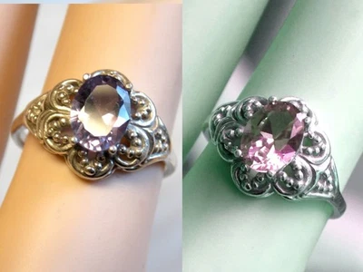 Purple Color Change Lab Alexandrite Size 6.5 Ring 925 Sterling Silver USA Made - Image 1 of 4