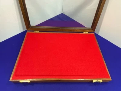 Vintage Wood & Glass Display Case with Red Felt & Foam Insert – Collectibles - Image 1 of 4