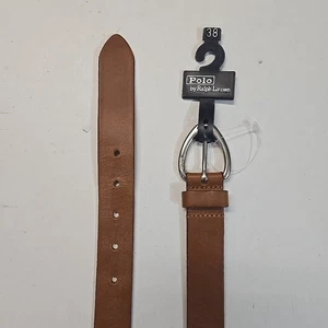 Nuevo con etiquetas Cinturón Polo Ralph Lauren Marrón Cuero Genuino Para Hombre Talla 38 Inglaterra - Imagen 1 de 5