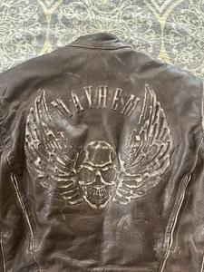 Xelement Skull Leather Biker Jacket, Large. - Picture 1 of 5
