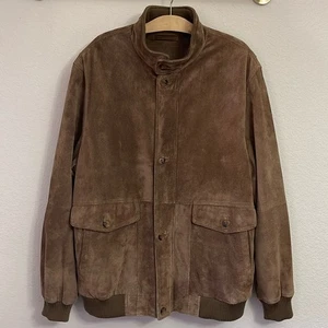 Giacca pelle scamosciata uomo ROUNDTREE & YORKE vintage nuova con etichetta 2X 2XT cappotto - Foto 1 di 16