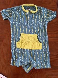 Kickee Pants Green And Blue Worms One Piece Romper Infant 6-12 Months - Picture 1 of 5