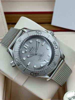 Omega Seamaster Diver Brushed Silve Gray Dial Mesh 210.30.42.20.06.002 NEW 2025 - Image 1 of 2