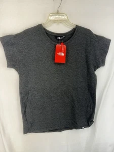 The North Face Women’s M V Neck T Shirt Soft Charcoal Gray Never Stop Exploring - Picture 1 of 10