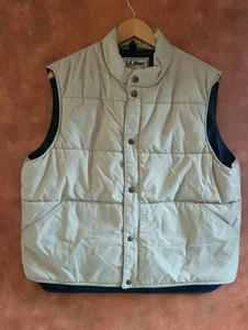 Chaleco acolchado vintage LL Bean para hombre Polyfill caqui beige L ruta de senderismo - Imagen 1 de 7