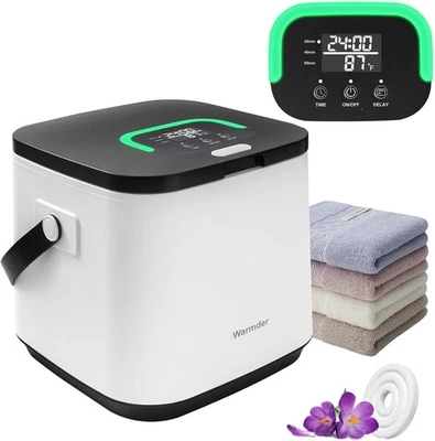 Cubo calentador de toallas, calentadores de toallas para baño con pantalla LED, tiempo ajustable Foto 1 de 4