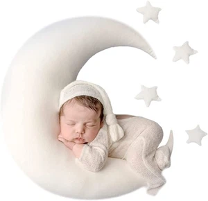 Baby Posing Pillow Newborn Photography Props Beans Moon Stars Pillow Photo 2Pcs - Picture 1 of 3