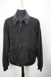 Cifionelli Lambskin Suede and Cotton Blue Bomber Jacket Coat Sz 46 - Picture 1 of 6