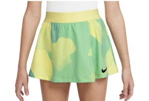 Nike Girl’s NikeCourt Dri-FIT Victory Tennis Skirt Skort Yellow Green Lined MED - Picture 1 of 3