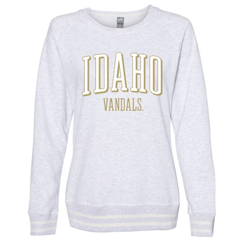 Official NCAA Idaho Vandals Women's Crewneck Sweatshirt with White Striped Edges Cover
