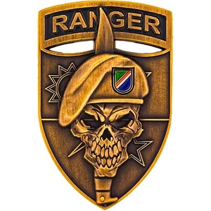 Custom Ranger "Skull" Antique Gold challenge coin - Picture 1 of 2