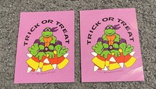 Lot of 2 Vintage Ninja Turtles Trick or Treat Halloween Stickers 1989 Mirage 