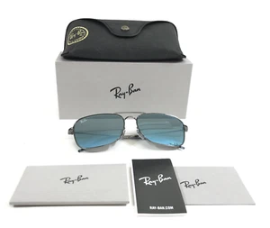 Ray-Ban Sunglasses RBR0102S CARAVAN REVERSE 004/GA Shiny Gunmetal w/ Blue 61 mm - Picture 1 of 15