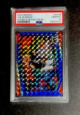 2023 PANINI MOSAIC JOE BURROW AUDIBLE BLUE PRIZM /99 BENGLAS PSA 10