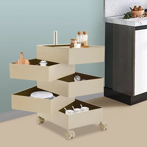 Estante de almacenamiento giratorio caqui 360° sofá gabinete lateral metal ABS - Imagen 1 de 11