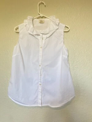 Blusa Top Kate Spade Blanca Sin Mangas Volantes Acentuada Talla 10 Foto 1 de 4