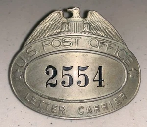 Vintage U.S. Post Office Letter Carrier Hat Badge #2554 Metal Shield - Picture 1 of 2