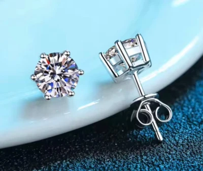 Ohrstecker Brillant Diamant 2ct Ohrringe Stecker 925 Silber Gold mit Zertifikat - Bild 1 von 3