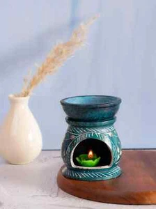 Soapstone carved Oil Burner Aroma Diffuser - 4 inches ( set of 2 ) - Picture 1 of 5