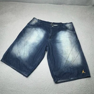 Vintage Jordan Shorts Men 3XL 44 Blue Denim Graffiti Nike Baggy Flight 90 Shoe - Picture 1 of 24