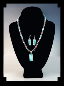White Fox Creation: Sterling and Blue Ridge Turquoise Set - Picture 1 of 7