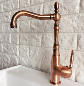 Antique Red Copper Brass Kitchen Faucet Swivel Spout Sink Mixer Tap mnf420 - Picture 1 of 7