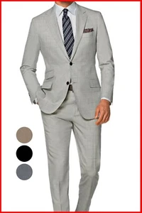 Traje de boda formal a medida para hombre gris claro hecho a medida - Imagen 1 de 9