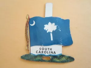Vintage 1959 ~ S.CAROLINA ~ Nabisco Shredded Wheat Advertising Metal Flag w/Tab - Picture 1 of 3