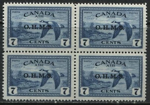 Canada 1949 7 cents Airmail OHMS unmounted mint NH block of 4 - Bild 1 von 1