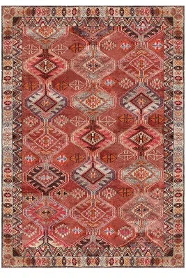 Traditional Rug - Timeless Beauty- Geometric Red Color Area Rug - Pet Frriendly - Image 1 of 4